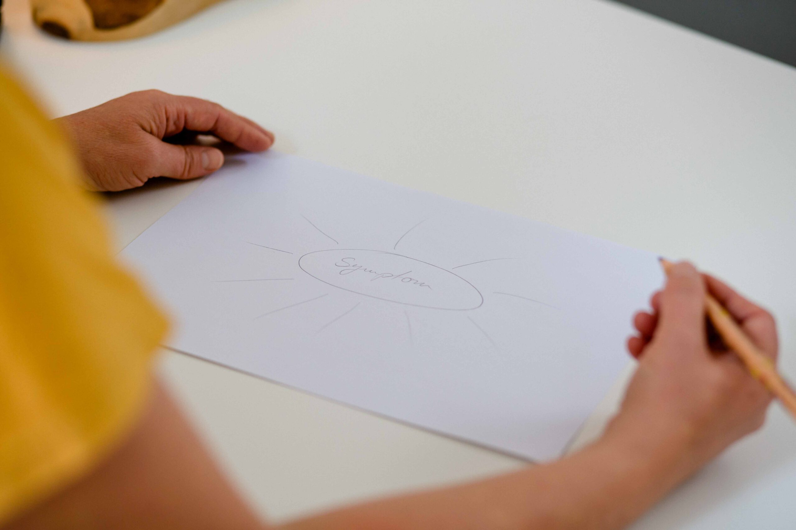 Zettel mit der Aufschritt symptome